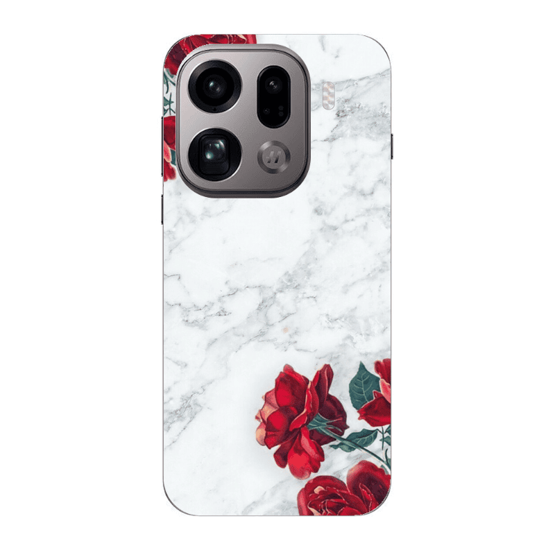 Oppo Find X9 Pro red roses marble Transparent Silicone TPU Θήκη